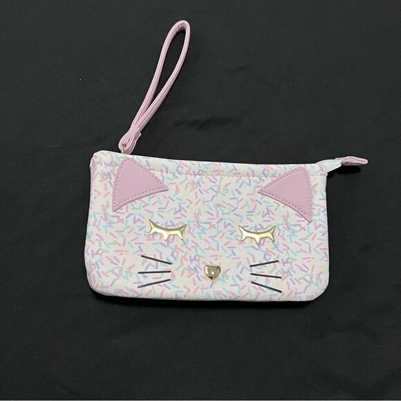 Betsey Johnson Pink Confetti/Sprinkles Cat Wristlet Wallet - Picture 1 of 5